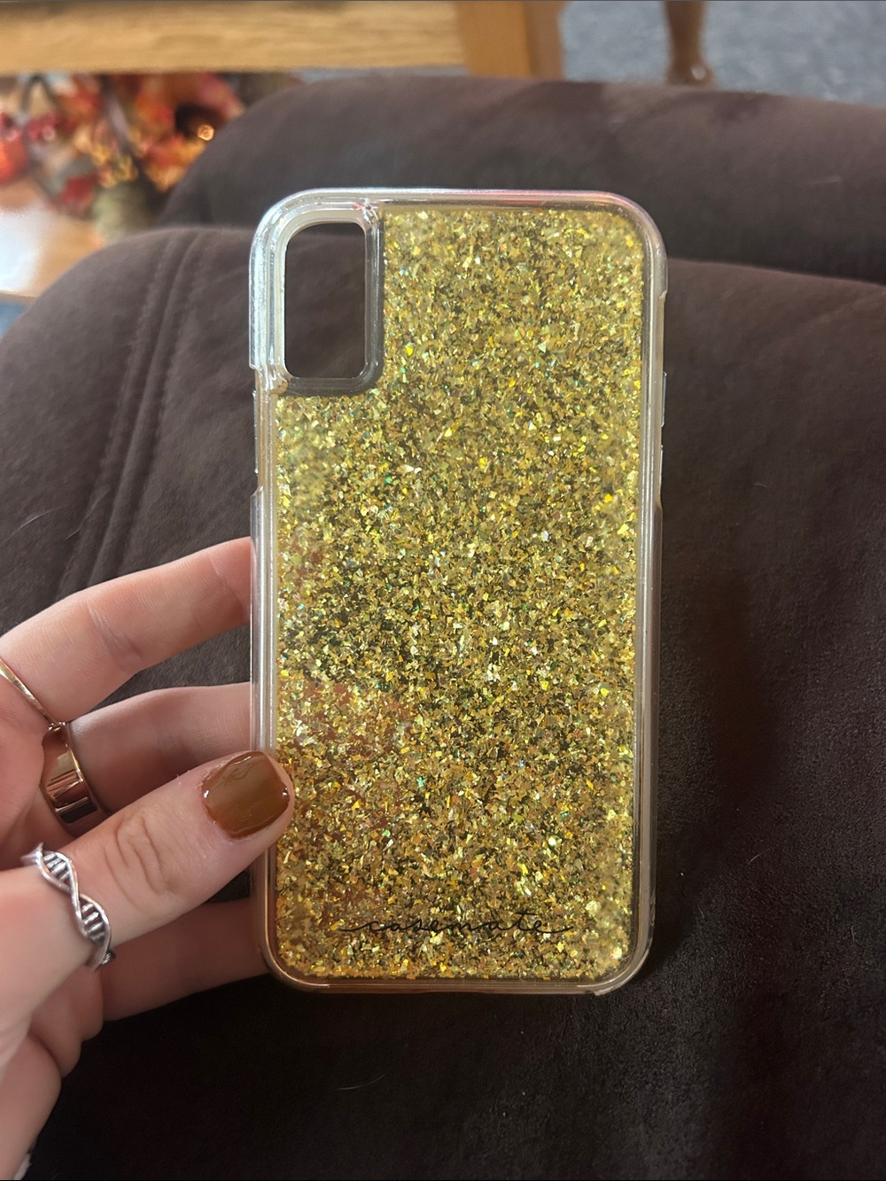 Glitter Gold Liquid Phone Case - Clear Edge